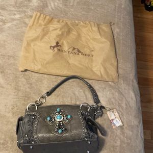 Montana West gray with turquoise real leather. Brand new never used.